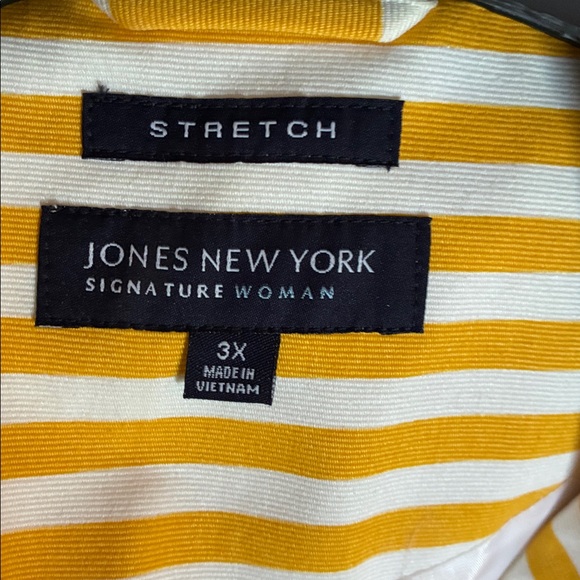 Jones New York Yellow and White Striped Trench Coat 3X - Picture 2 of 4